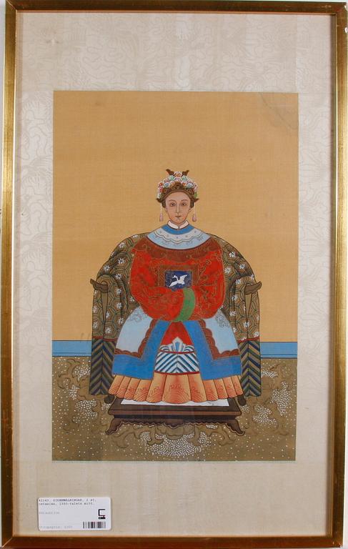 SIDENMÅLNINGAR, 2 st, sydostasien, 1900-talets mitt.