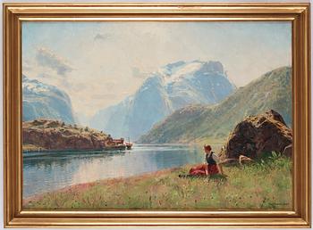 Hans Andreas Dahl, Fjordlandskap med sittande kvinna.