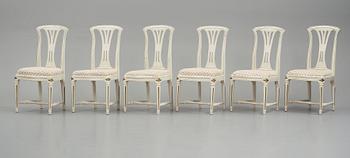 A set of six Gustavian chairs.