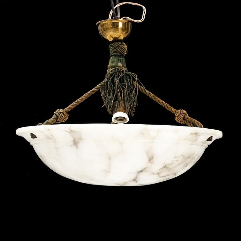 An alabaster ceiling lamp for one light bulb. !920s-1930s.