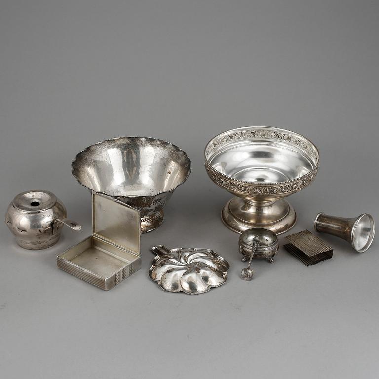 PARTI SILVER, 9 delar, bla Österrike-Ungern 1855. Vikt ca 683 gram.