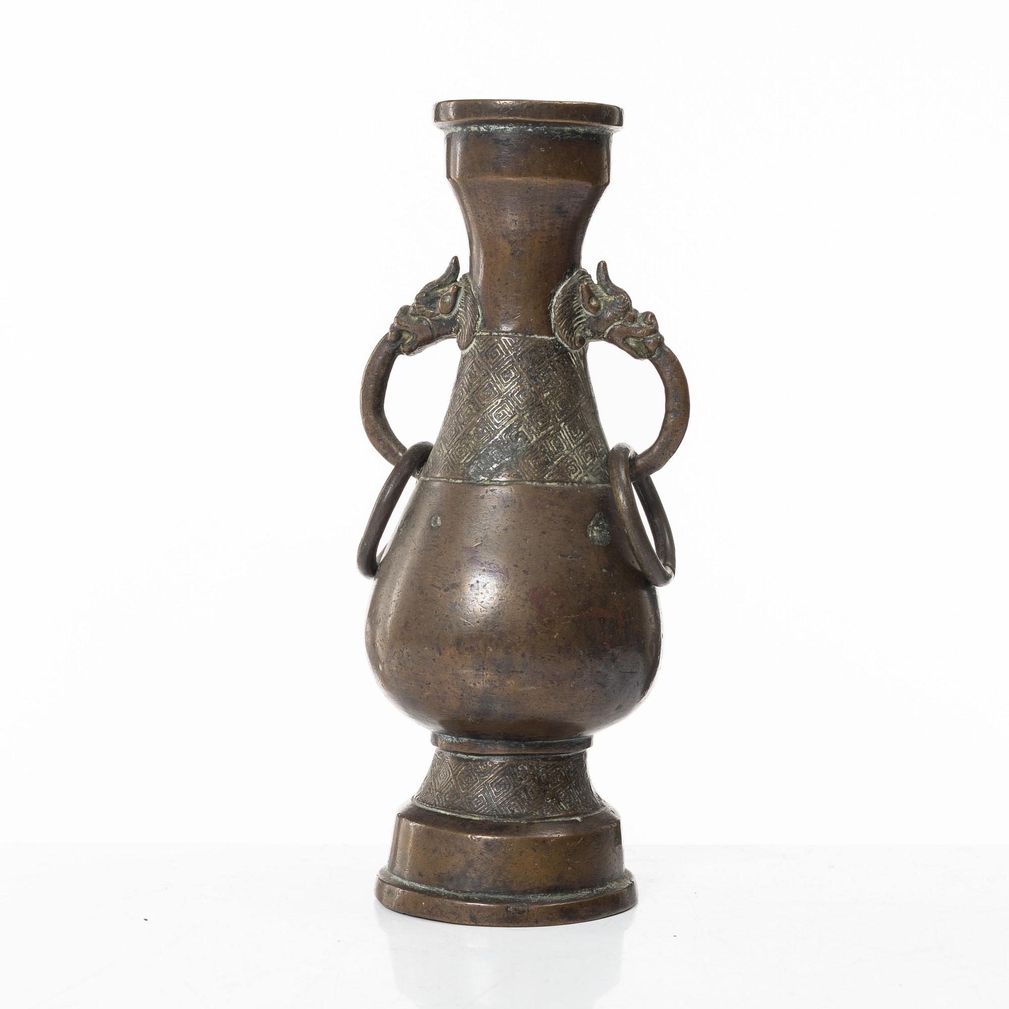 A Chinese bronze vase, Ming dynasty (1368-1644).