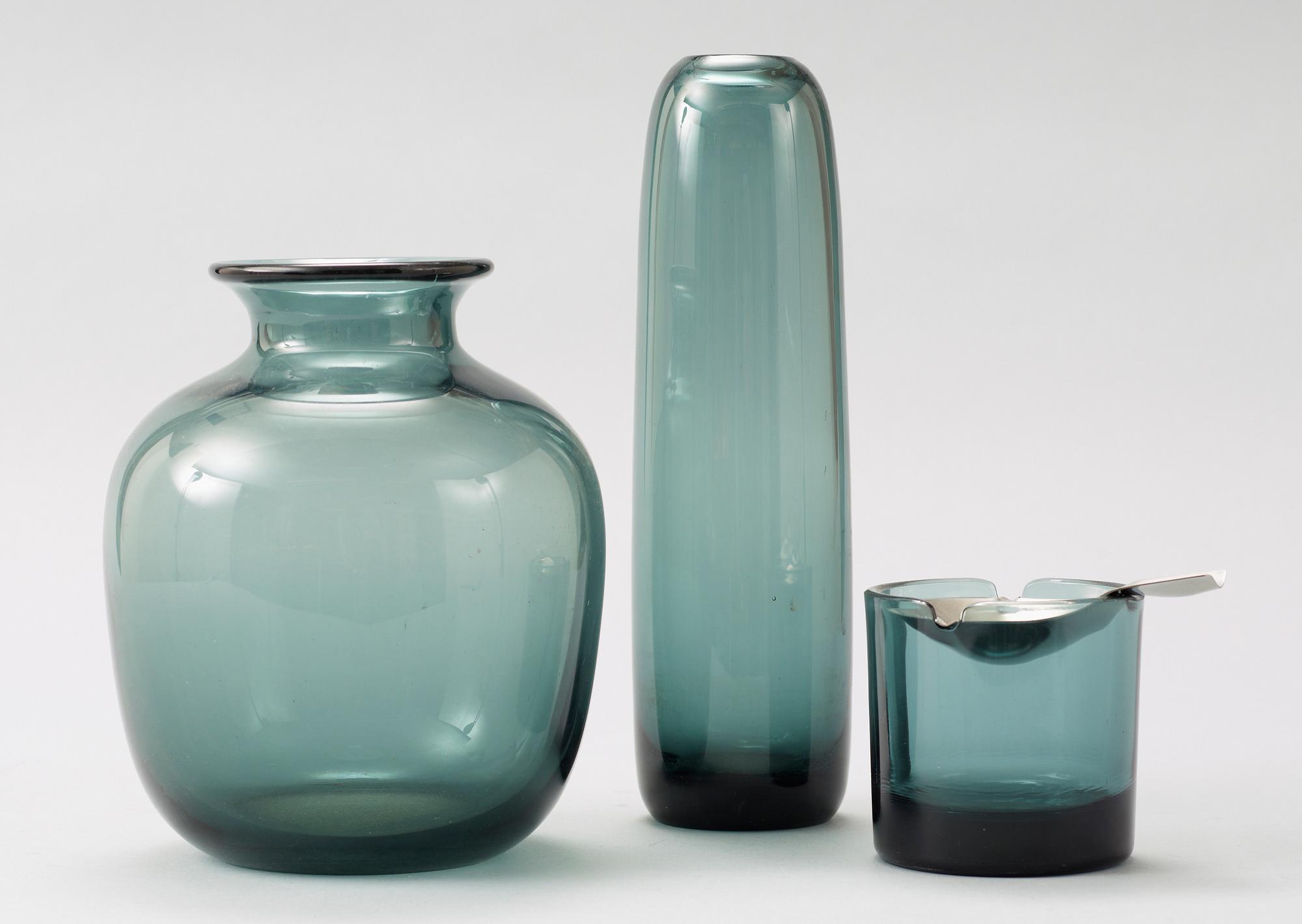 PARTI GLAS, 3 delar, Wilhelm Wagenfeld, Württembergische Metallwarenfabrik AG.