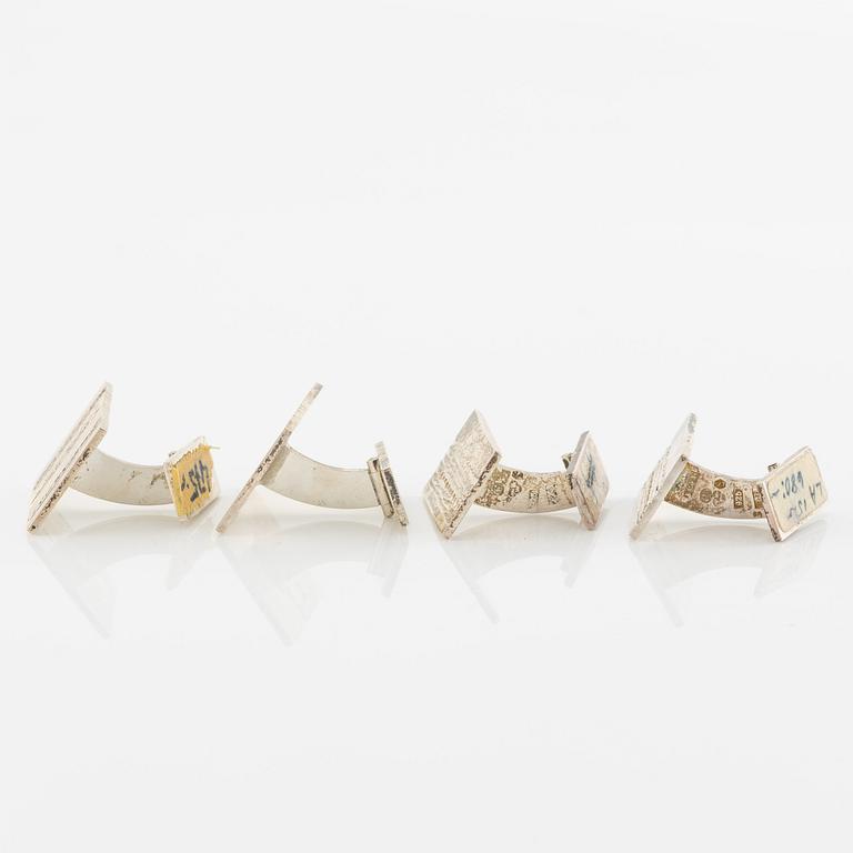 Lars Arby, fyra par manschettknappar, sterlingsilver och silver, Göteborg  bland annat 1964 och 1973.