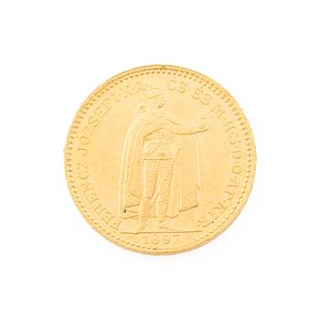 Gold coin, Hungary, 20 Korona, 1897.