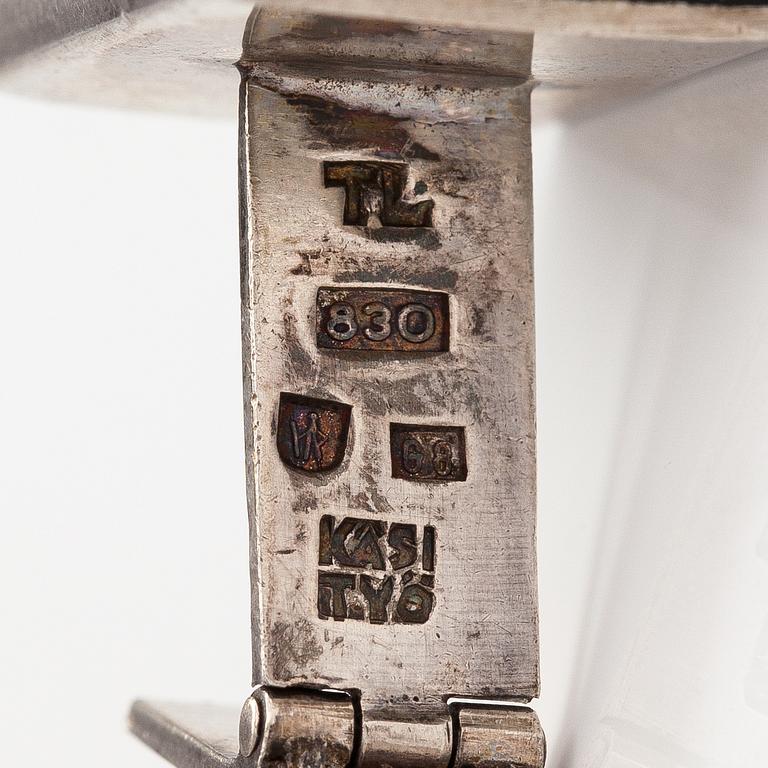 Two pairs of silver cufflinks with spectrolites. Finland.