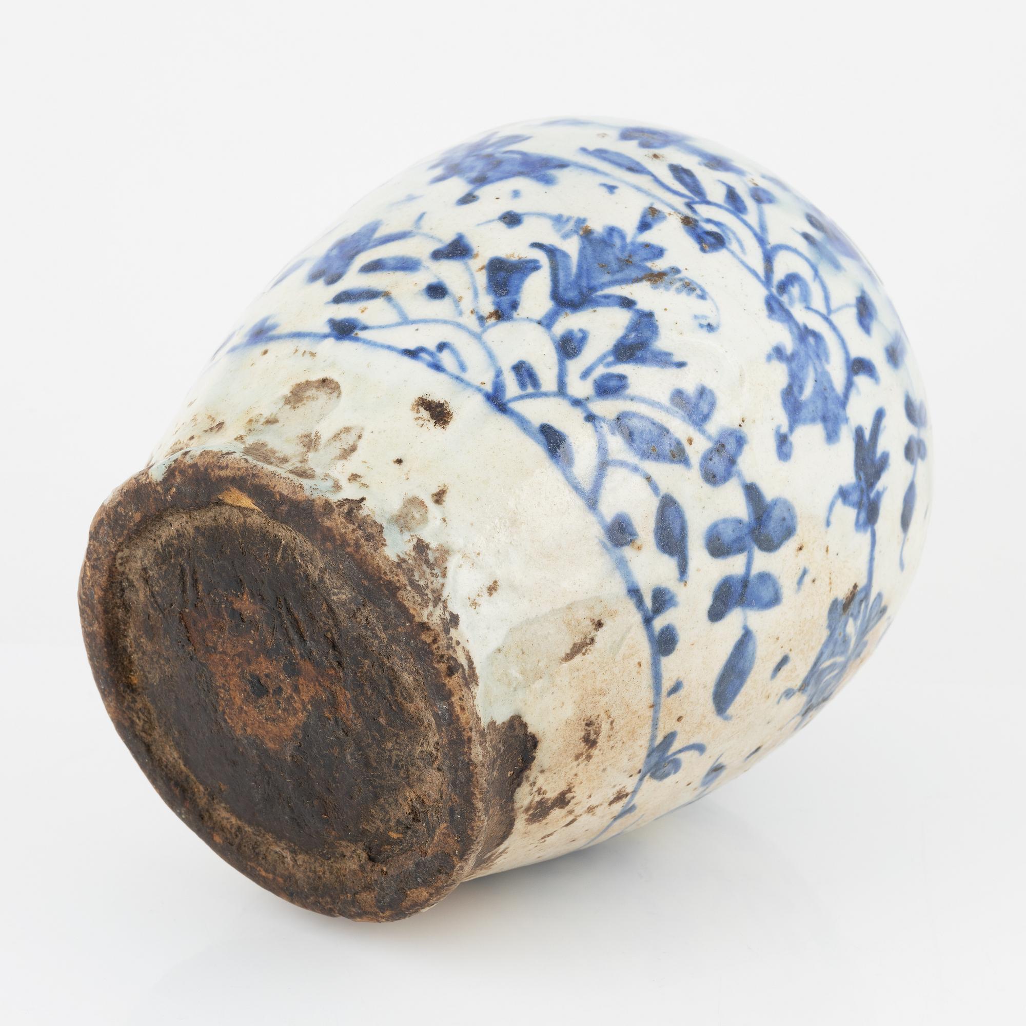 A Persian earthenware vase, Qajar, 19th Century.