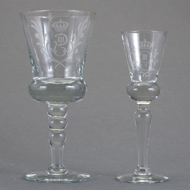 SERVISGLAS, 18 delar, Antik, GIII, Reijmyre.