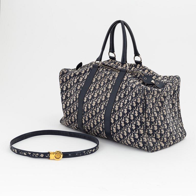 Christian Dior, a canvas 'Speedy' weekendbag and belt, size 85.