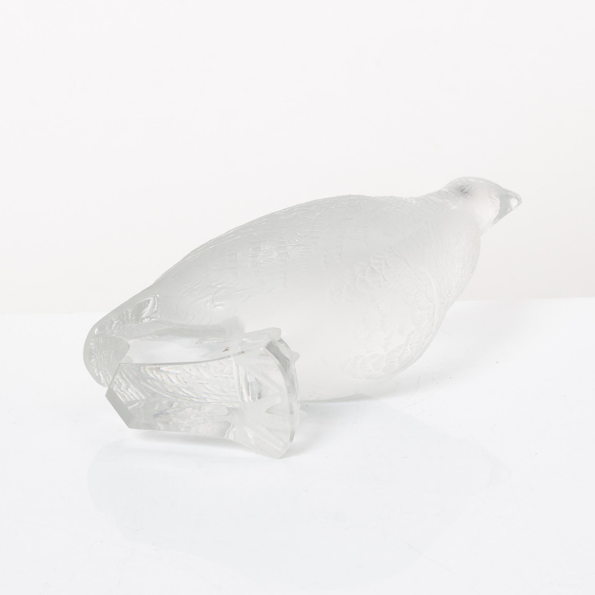 9 glass figurines, Lalique, France.