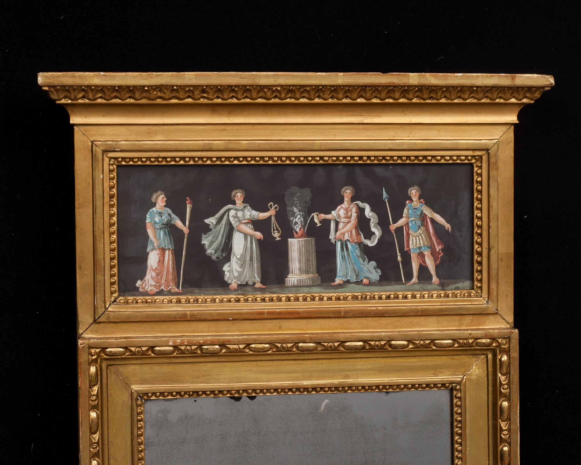 SPEGEL, sengustaviansk, signerad A.L.L, (Adolph Ludvig Levin?), omkring 1800.