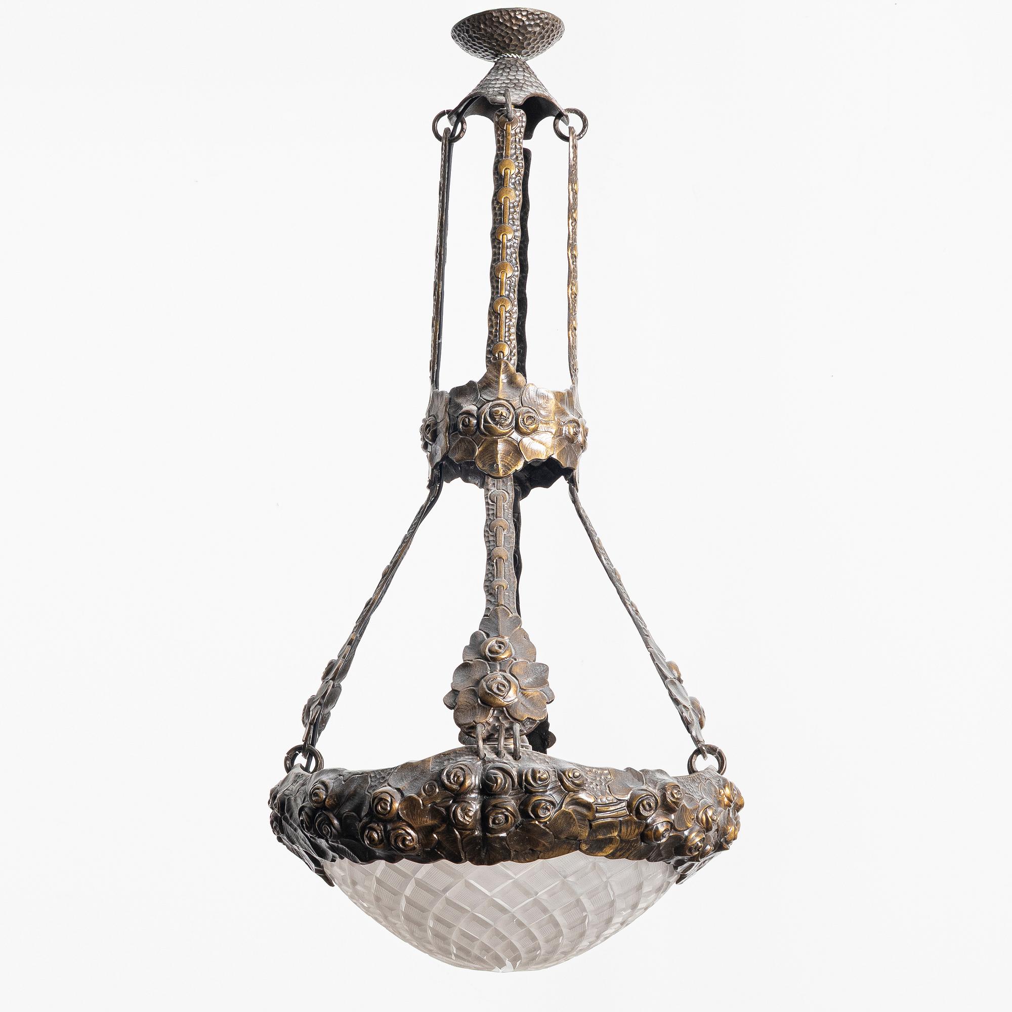 Alice Nordin, ceiling lamp, Jugend, Böhlmarks, early 20th century.