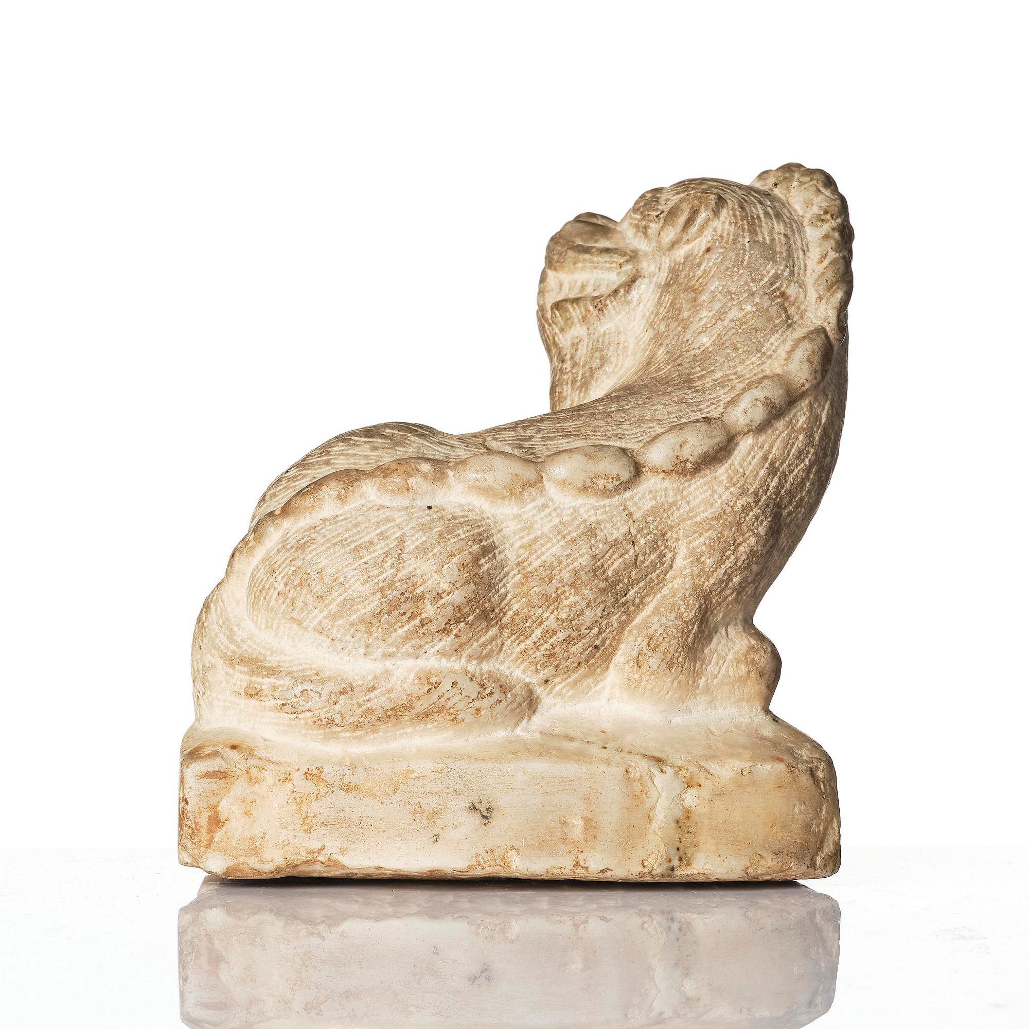 A stone figure of a mythical beast, probably Tang dynasty (618-907).