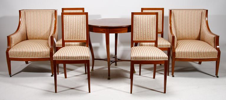 SALONGSGRUPP, 8 delar, empirestil, 1900-talets första fjärdedel.