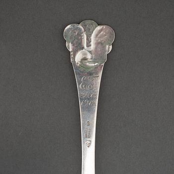 a silver fork and spoon for Holger Kyster in Denmark, 1910s.