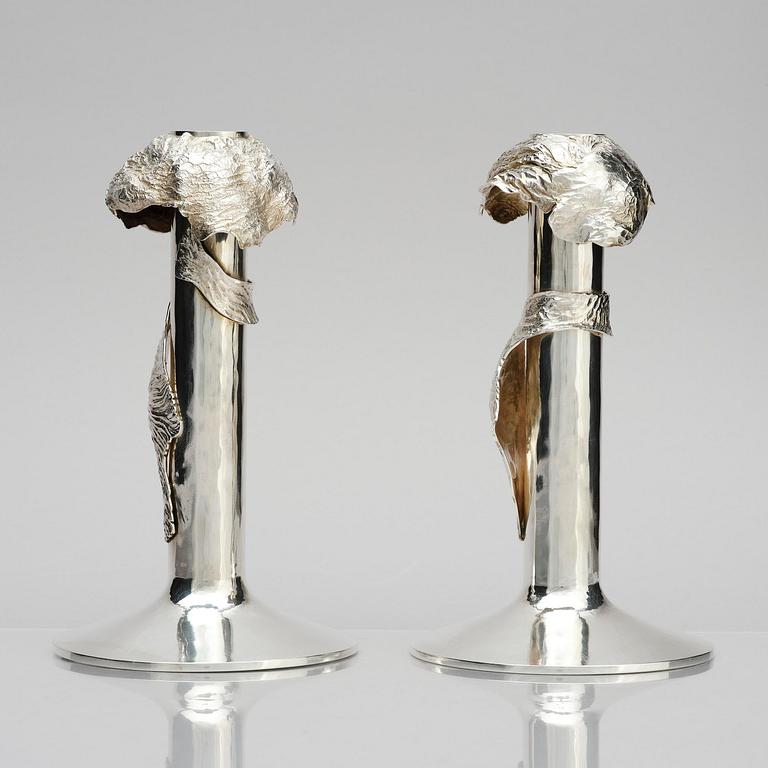Olle Ohlsson, a pair of silver candlesticks, Stockholm, Sweden 1978.