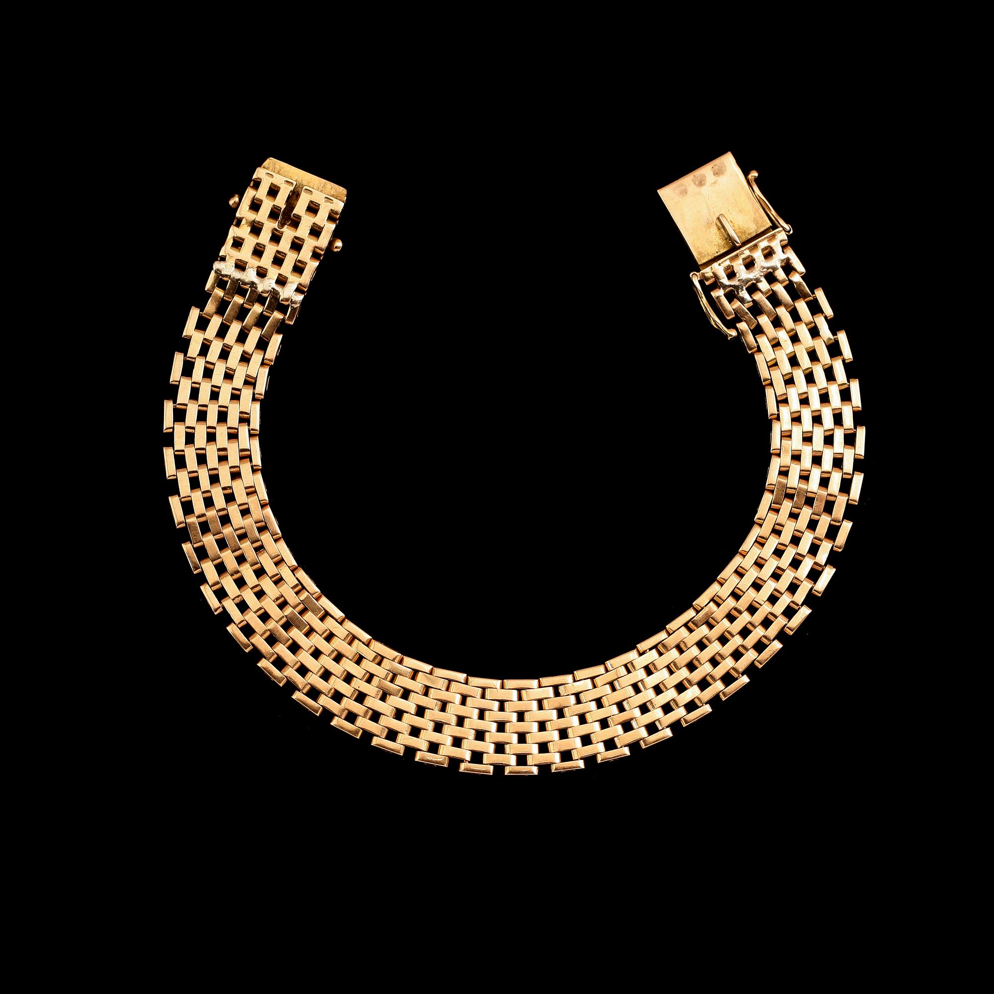 ARMBAND, 18 k guld, svenska stämplar Stockholm 1960. Vikt ca 27 g.