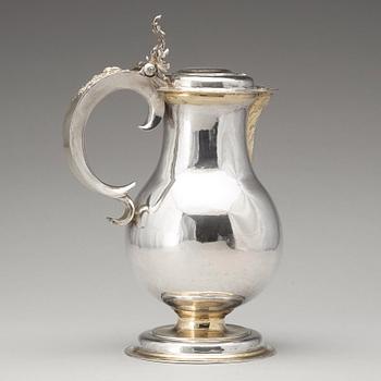 Didrik Hansson Hysing, vinkanna, silver, (verksam i Stockholm 1676-1701). Barock.