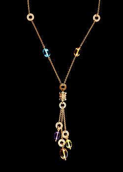 912. A Bulgari 'B zero1' precious stones and diamond necklace, tot. app. 1.80 cts.