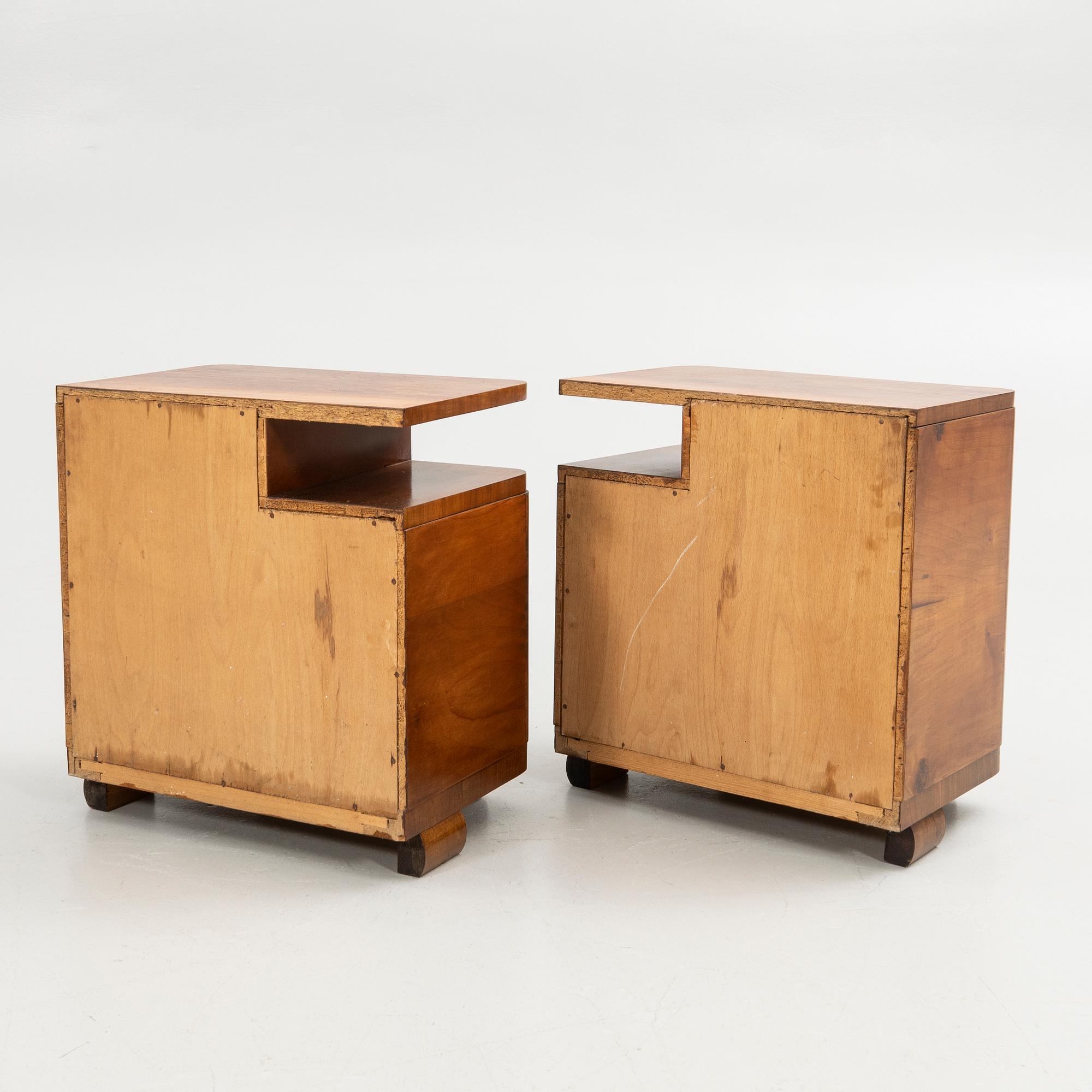 Bedside tables, a pair, first half of the 20th century.