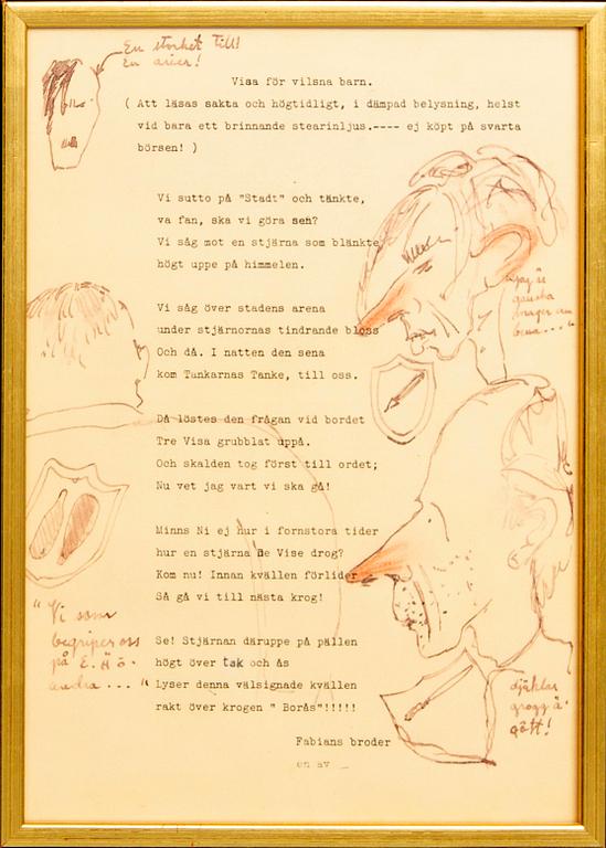 Nils Ferlin, a poem with drawings by Svän Grandin.