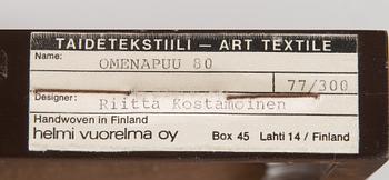 Riitta Kostamoinen, kuultokudos, numeroitu 77 /300 Helmi Vuorelma OY.