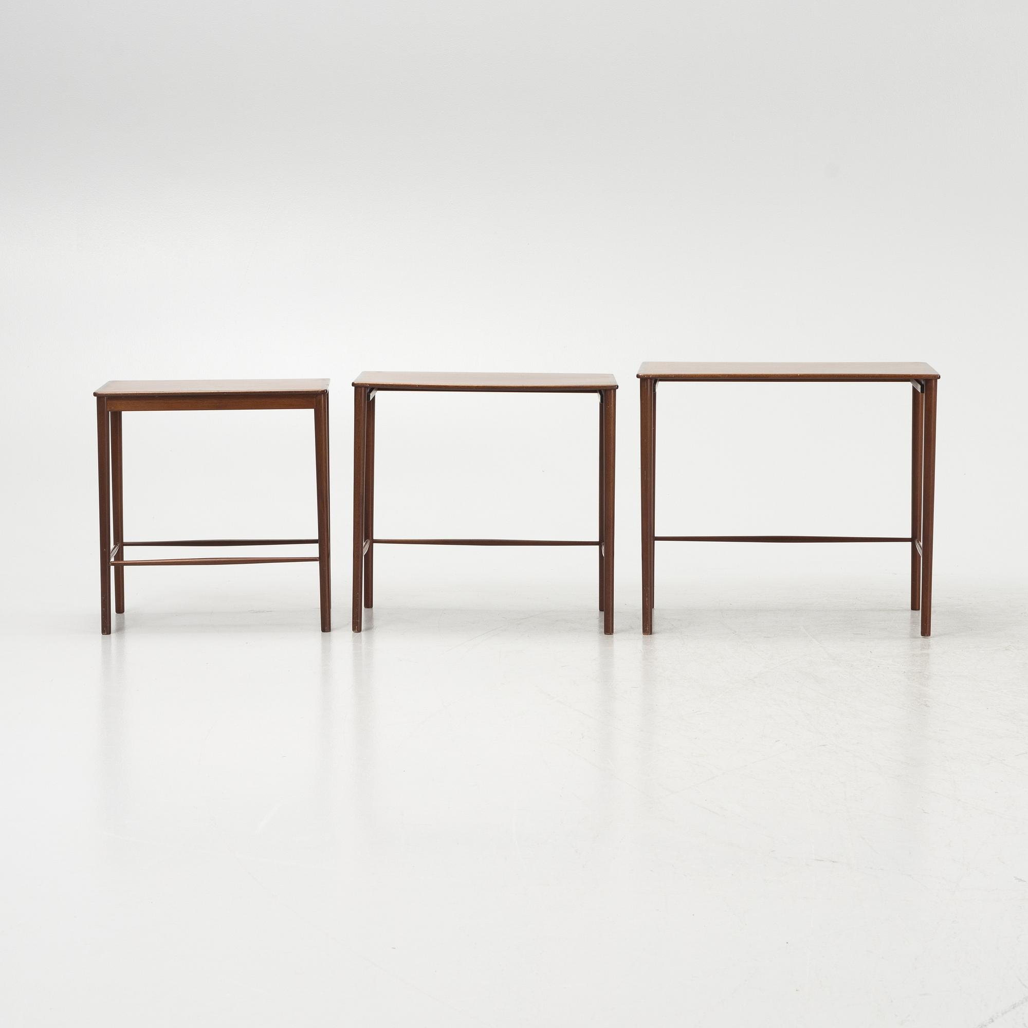 A 3-piece nest table, 1950s/1960s, Denmark.
