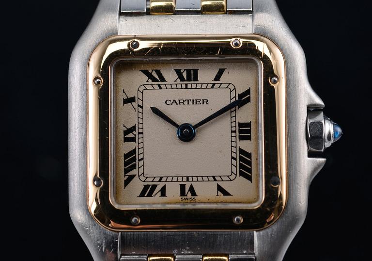 NAISTEN RANNEKELLO, Cartier Panthere 166921, 18K kulta, teräs kvartsikoneisto. No.048982.