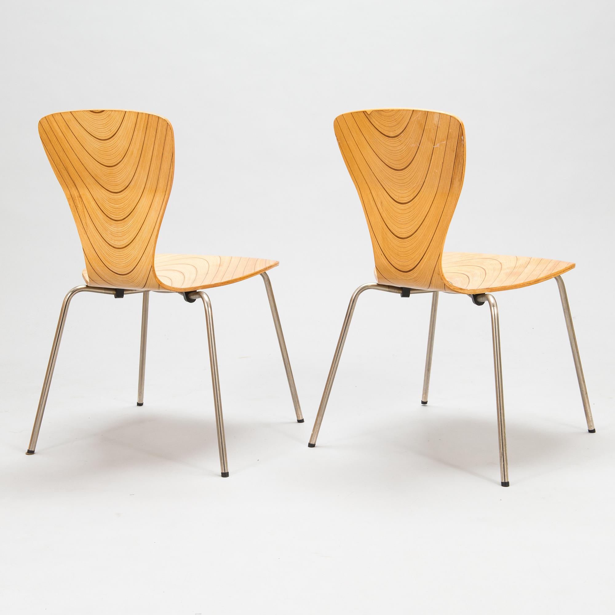 Tapio Wirkkala, two mid-20th century 'Nikke' chairs for Asko Finland.