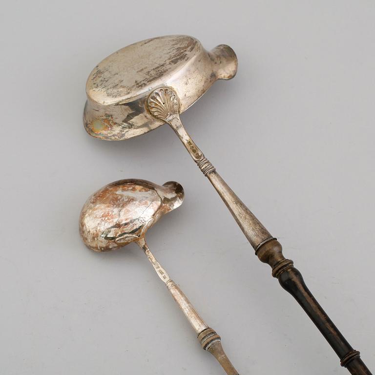 SOPP- OCH SÅSSLEV, 2 st, silver, 1861 samt 1866.