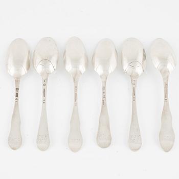 Matskedar, 6 st, silver, Sverige 1700-1800-tal.