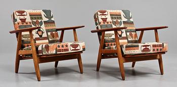 FÅTÖLJER, ett par, "GE-240"/"Cigarren", Hans J Wegner, Getama, omkring 1900-talets mitt.