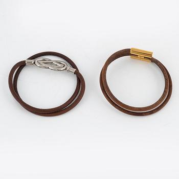 Hermès, two leather bracelets.