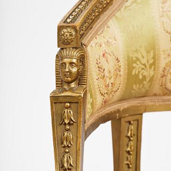 A pair of late Gustavian open armchairs attributed to E. Ståhl (master in Stockholm 1794-1820).
