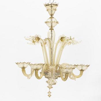 A venetian style glass chendelier, mid 20th century.