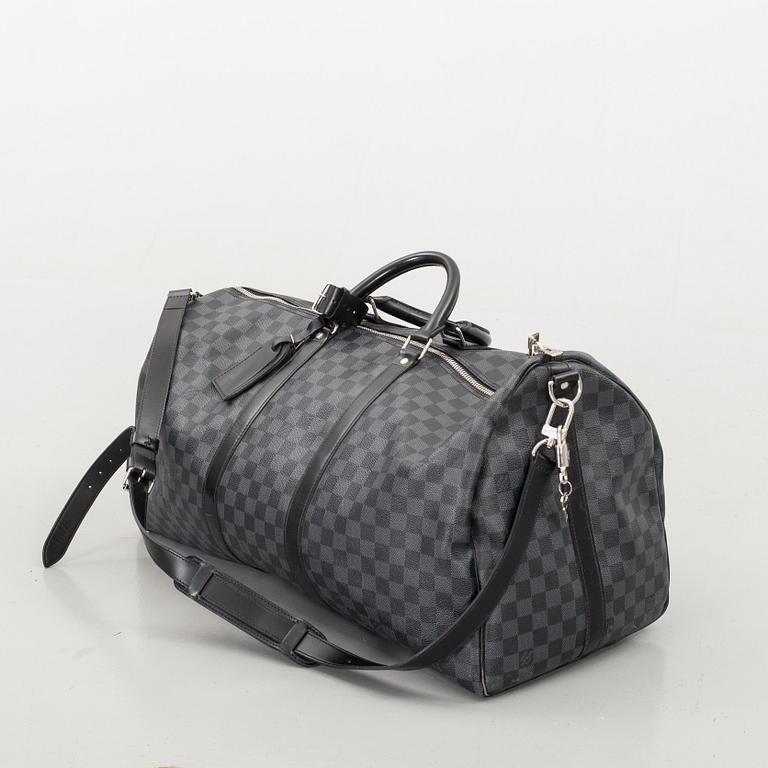 LOUIS VUITTON väska "Keepall 55 bandouliere damier graphite".