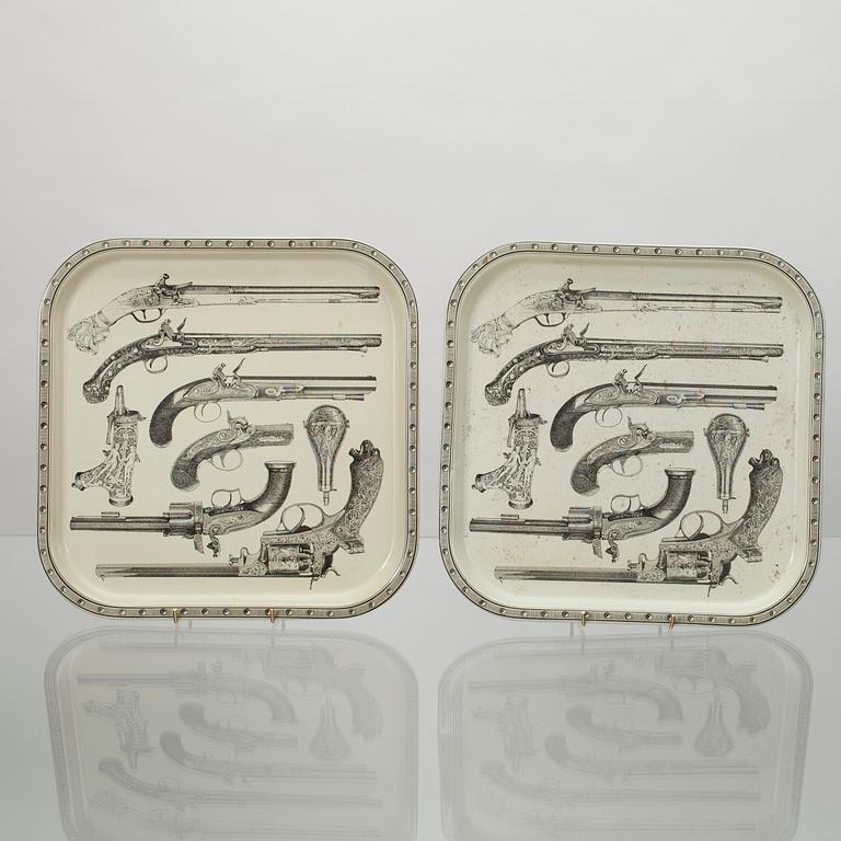 BRICKOR, 2 st, plåt, Piero Fornasetti, Italien 1900-talets mitt.