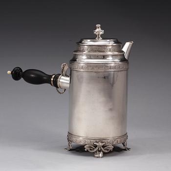 A Swedish 18th century silver coffee-pot, marks of Johan Stras, Stockholm 1782.