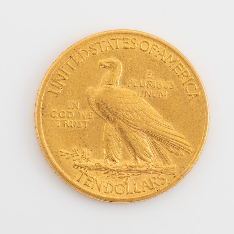 A 10 Dollar gold coin, USA, 1913.