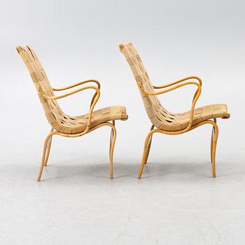 Bruno Mathsson, a pair of 'Eva' armchairs, Firma Karl Mathsson, Värnamo, 1959-62.