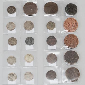 SAMLING MYNT, 40 stycken, Sverige, 15-1700-tal.