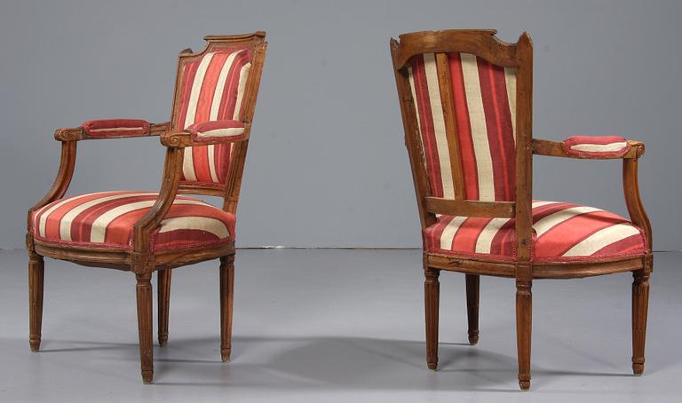 KARMSTOLAR, ett par, Louis XVI, 1700-tal.