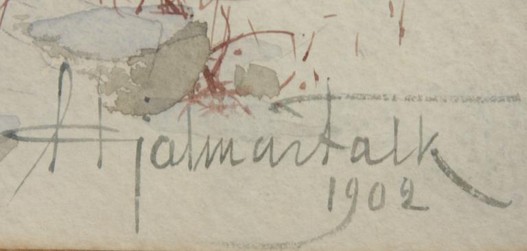 HJALMAR FALK, akvarell, sign och dat 1902.