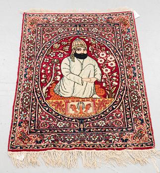 Matta, semiantik Kirman laver, figural, ca 82 x 59.