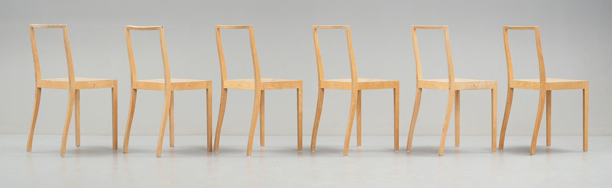 Jasper Morrison a dining table and six birch laminate Ply chairs Open back by Jasper Morrison Vitra 1988 89. Bukowskis