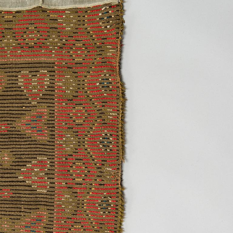 A Finnish folk art long pile ryijy-rug, dated 1817. Circa. 185 x 130 cm.