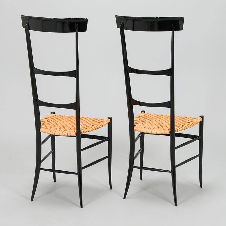 A pair of 1950's chairs in Chiavari-style, Italy.