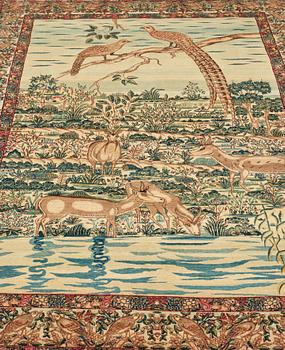 RUG. Antique/semi-antique Kerman Laver Figural. 216,5 x 151,5 cm.