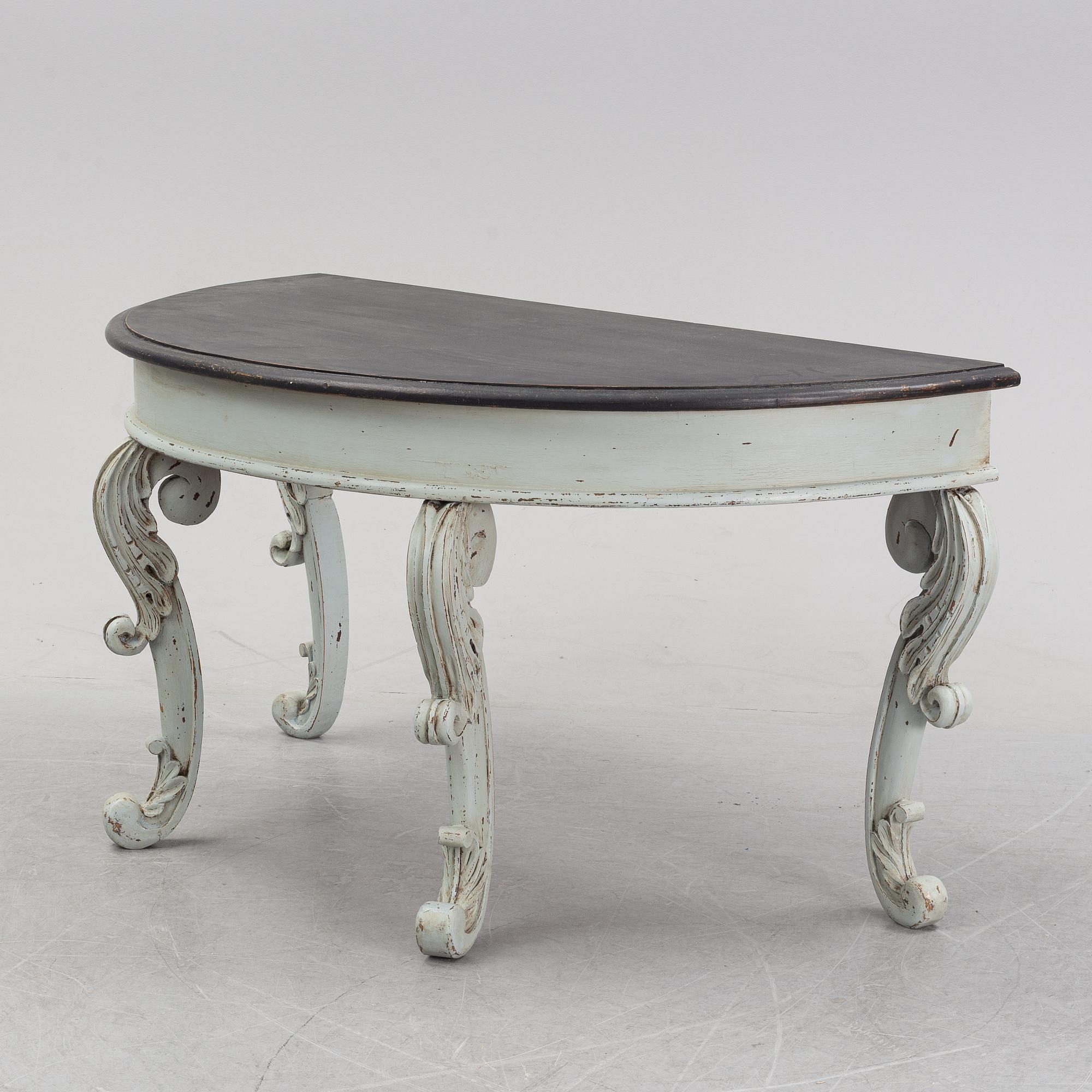 A painted table with carved legs, Härjedalen, second half of the 19th Century.