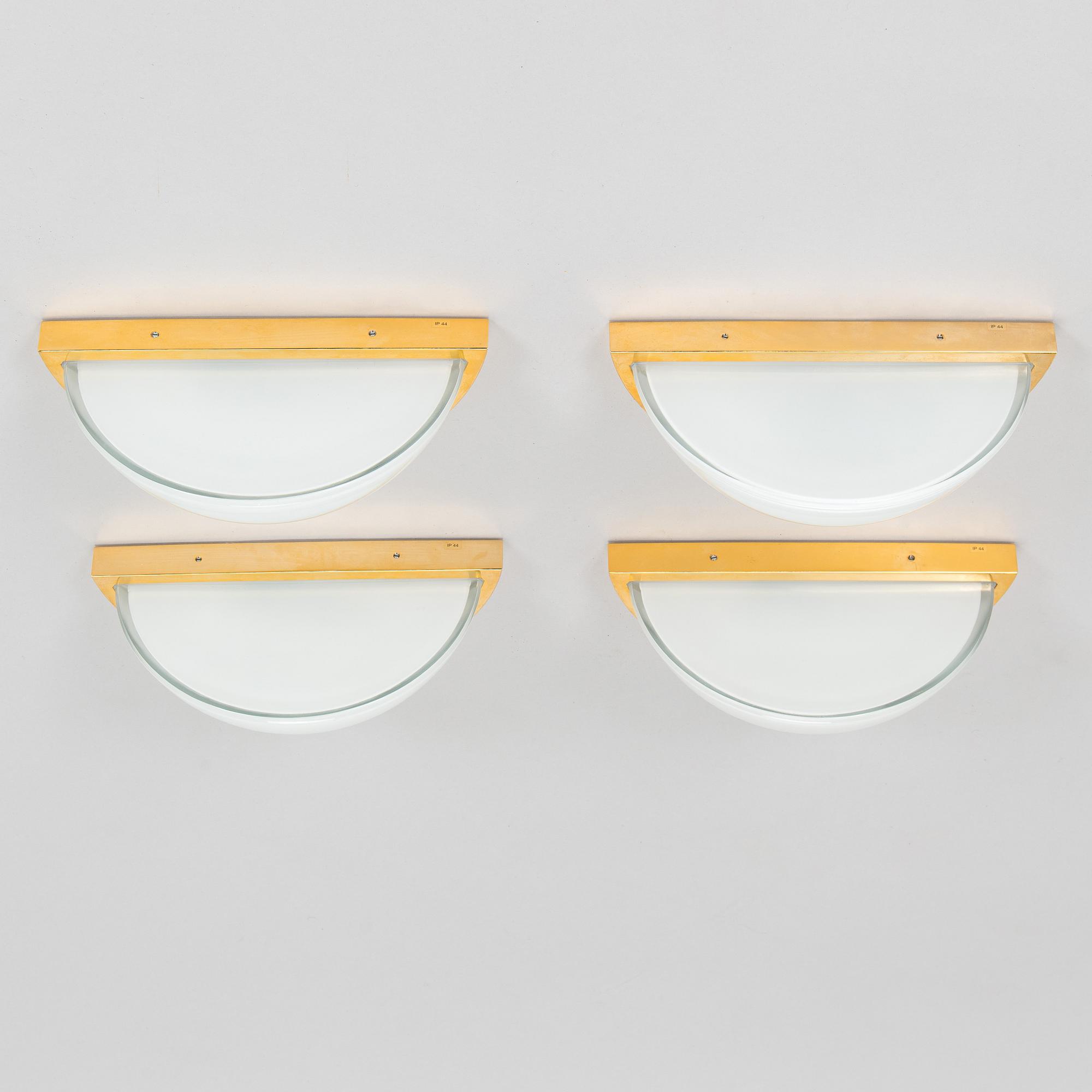 A set of four late-20th century wall lights, Glashütte Limburg, Germany.